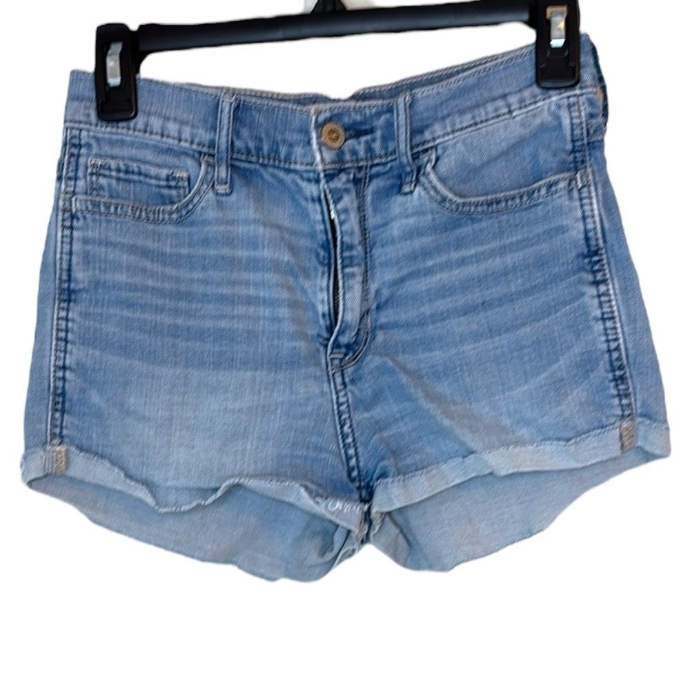 Hollister Light Blue Jean Shorts with High Waist and Cuffed Hem Size 3